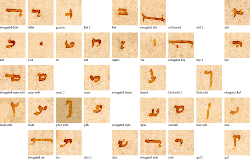 Visual Hebrew script reference for Byzantine Minuscule